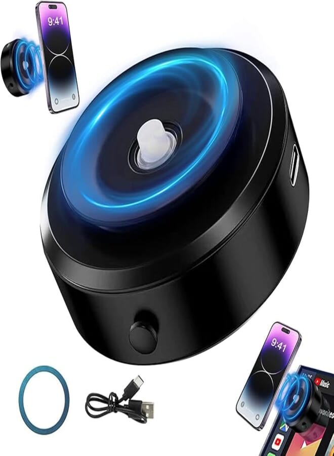 Electric Vacuum Magnetic Suction Phone Mount, Double-Sided Holder Vacuum HandsFree Magnetic Suction Phone Mount for Car, Dashboard, Windshield,Gym, Kitchen